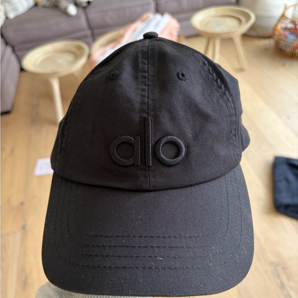 ALO Yoga Black Embroidered Logo Baseball Cap